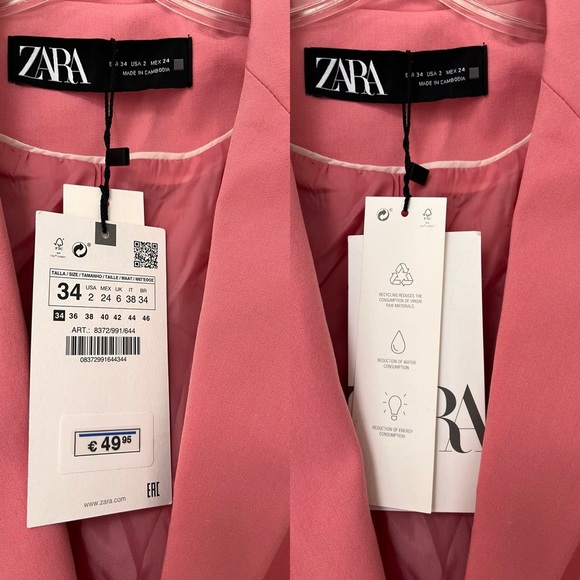 NWT ZARA Pink Single Button Blazer XS / 2 - Picture 5 of 11